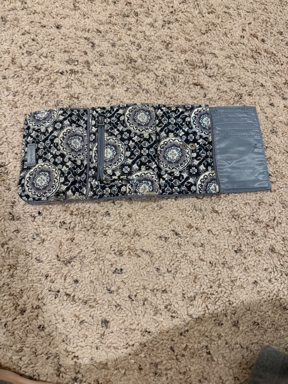 Vera Bradley Quilted Wallet in Navy Blue Floral Medallion - Picture 5 of 7
